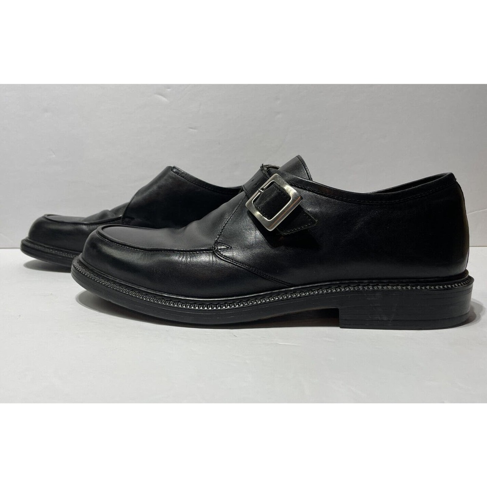 Bacco Bucci Mens Size 10.5 Black Leather Monk Strap Dress Shoes Made In Italy